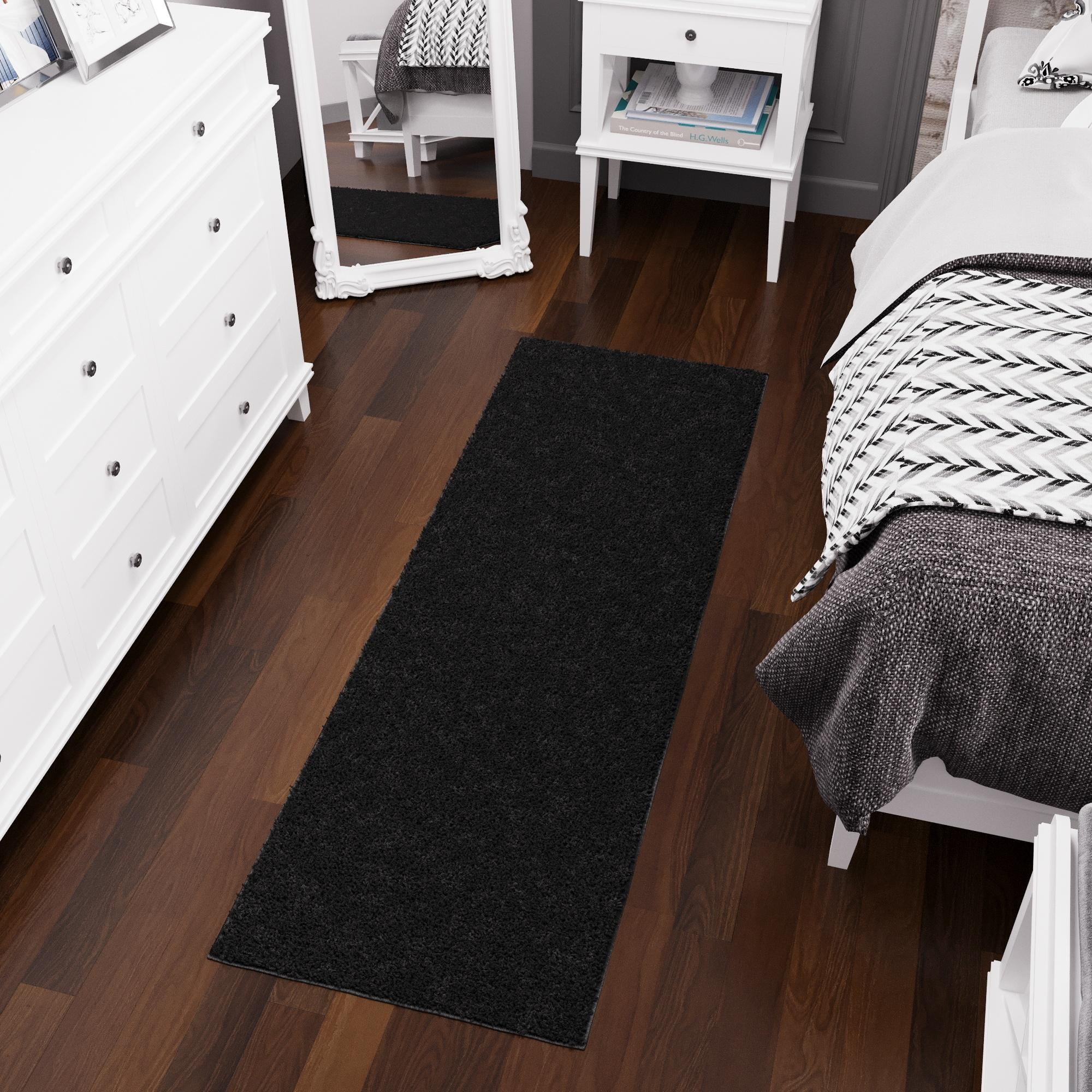 Sweet Home Stores Luxury Non-Slip Rubberback Solid 2x6 Soft Indoor Runner Rug, 2' x 6', Black