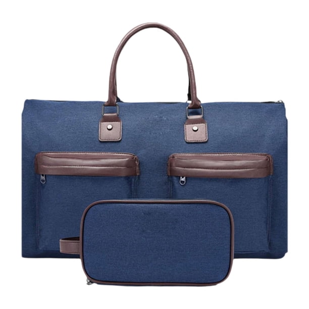 Bolsa de lona para ropa, bolsa de viaje de negocios, bolsa de equipaje, bolso de hombro, correa de hombro extraíble, bolsa de ropa para hombres, bolsa Azul oscuro