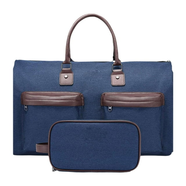 Bolsa de lona para ropa, bolsa de viaje de negocios, portátil, con compartimento para zapatos, bolso de hombro para hombre, bolsa de mano para ropa, Azul oscuro