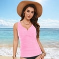thumbnail image 4 of HCNTES Women Tankini Top Only - Tummy Control Bathing Suit Top Twist Front Swim Top Criss Cross Back Swimsuit Pink,M, 4 of 9