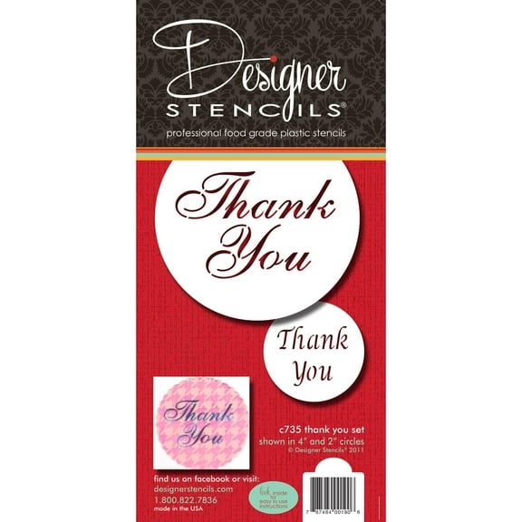 Designer Stencils Thank You Cookie and Cupcake Stencil Set, Beige/Semi-Transparent
