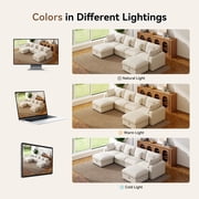 BedLuxury 140 Extra Large Modular Sectional Cloud Sofa with 2 Removable Storage Ottoman, Extra Deep Seat Couch, Living Room Furniture, Chenille Beige