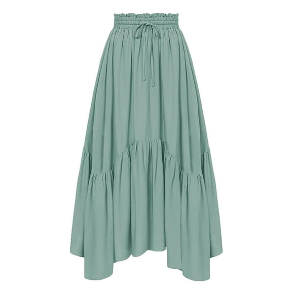 Maxi Skirts for Women Smocking High Waist Renaissance Skirt Flowy Pirate Long Skirt with Drawstring