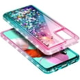 thumbnail image 4 of Nagebee Case for Motorola Moto G Stylus 2021 with Tempered Glass Screen Protector (Full Coverage), Glitter Liquid Sparkling Diamond, Girls Women Cute Phone Case (Pink/Aqua), 4 of 5