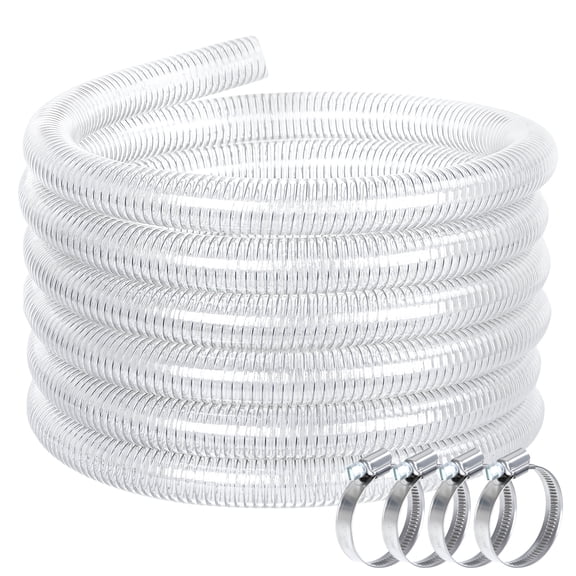 Eosunjian 25FT Garden Hose with 4 Clamps,Clear PVC Pipe Leakproof Heavy Duty