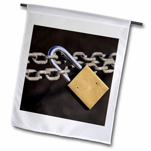 3dRose, USA, Oregon, Portland. Padlock on chain - US38 BJA0478 - Jaynes Gallery, 12 x 18 inch Garden Flag