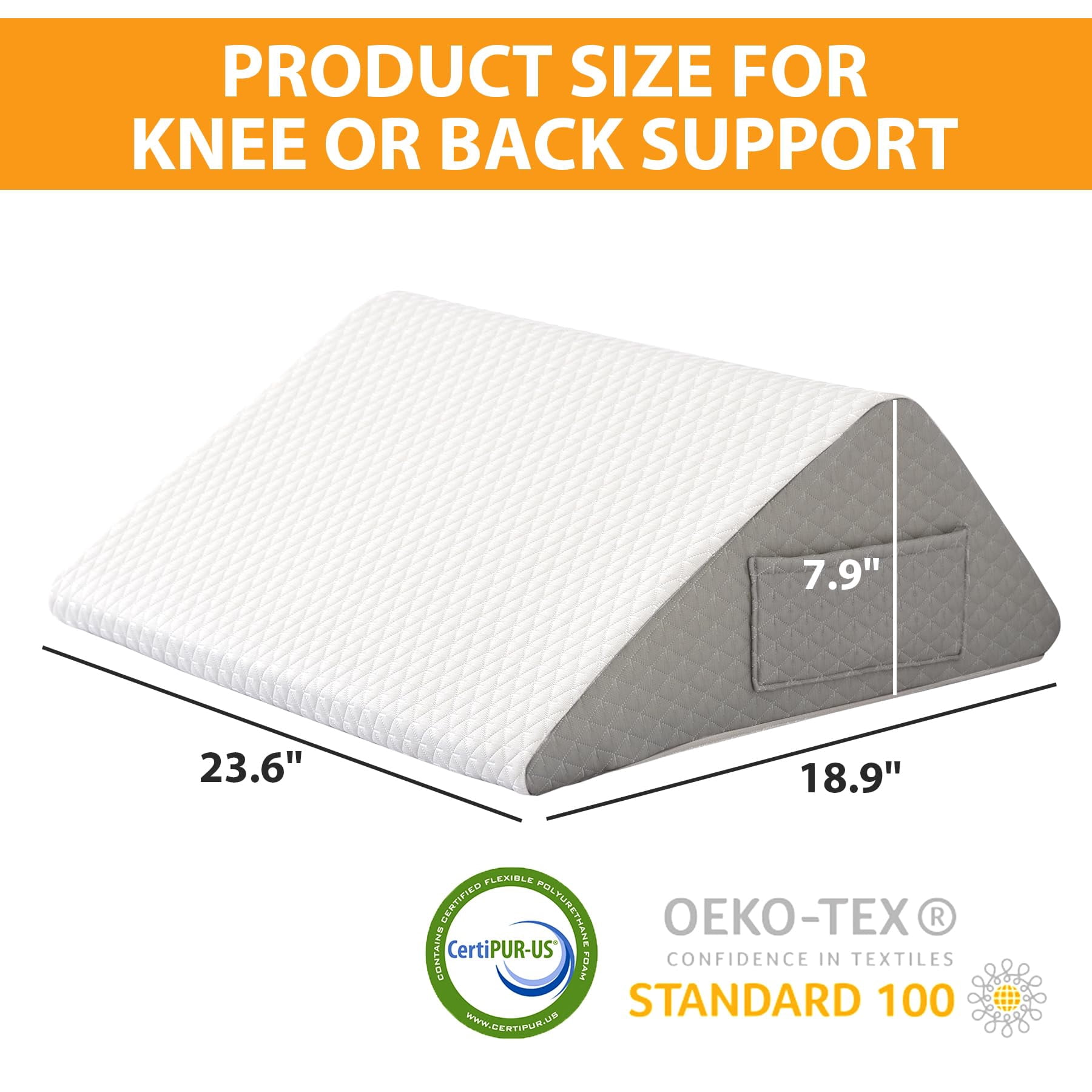 Pillow For Sleeping  8" Wedge To Elevate Leg Triangle Elevation Pillows After White/grey