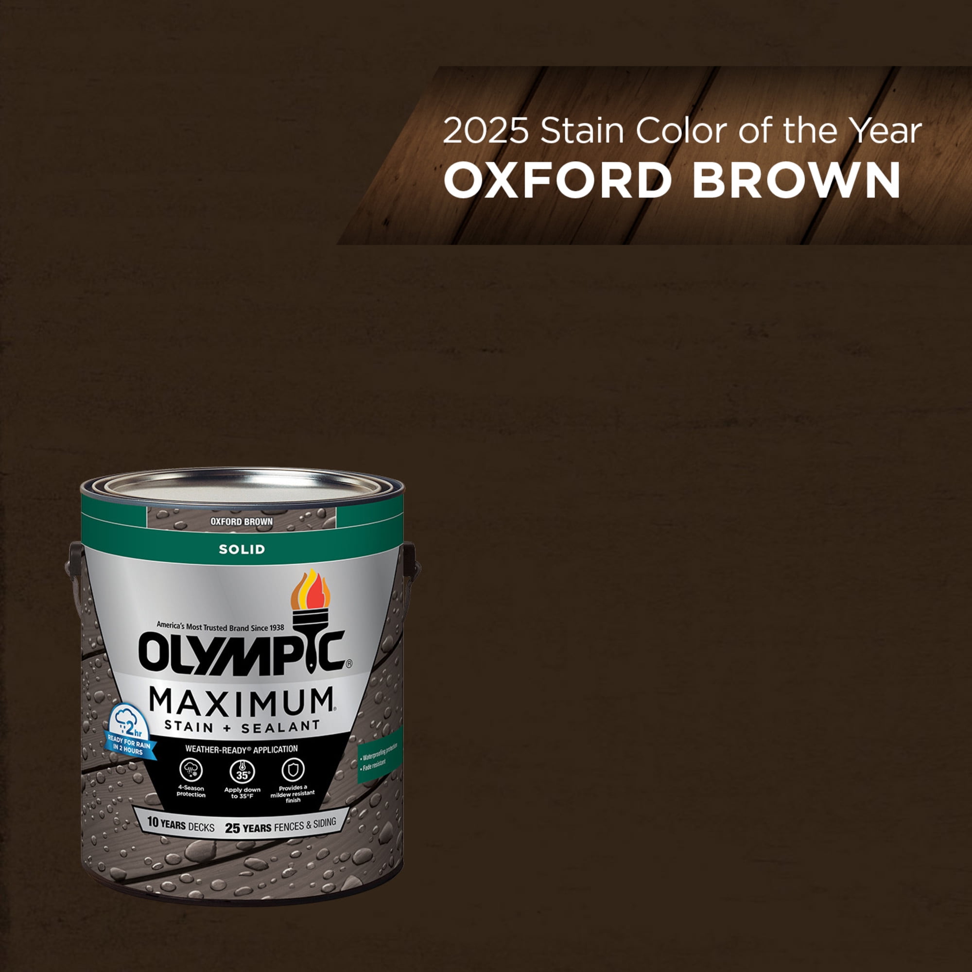 (2 pack) Olympic Maximum 1 Gallon SC-1058 Oxford Brown Solid Color Exterior Stain and Sealer in One