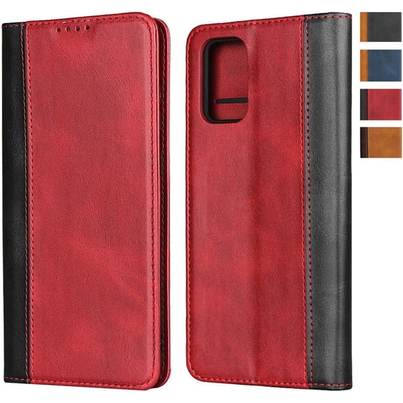 Galaxy Note 10 Lite Wallet Case,Premium PU Leather Flip Folio Case with Card Slots,Cash Pocket,Kickstand with Magnetic Closure for Samsung Galaxy Note 10 Lite (2020 Release) 6.7 Inch Red Black