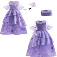 thumbnail image 4 of Figura de película de anime para niños, disfraz de cosplay, vestido de princesa con estampado floral morado para niñas, traje de falda, trajes para fiesta, día de los niños, 4 of 5