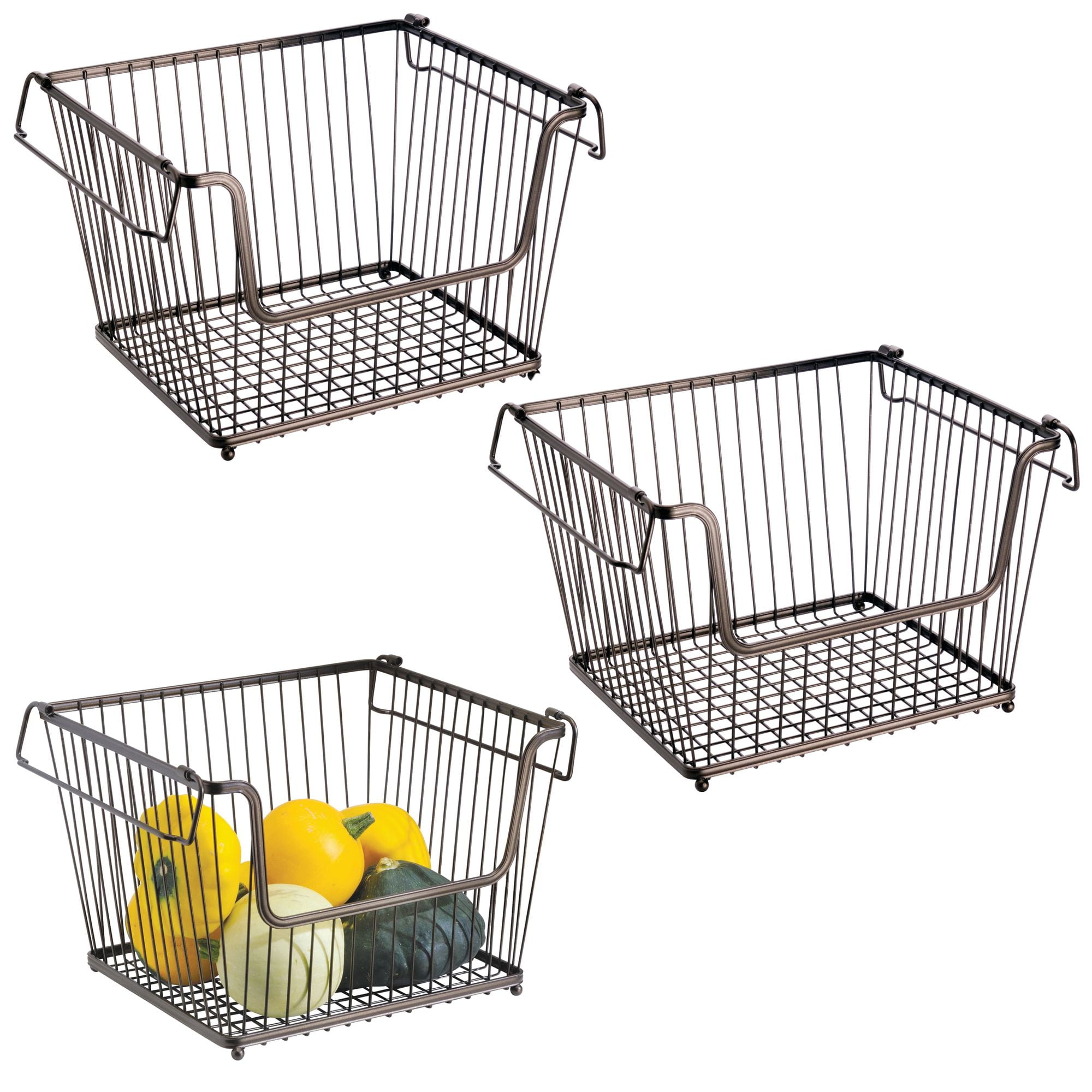 mDesign Metal Stackable Kitchen Storage Basket with Handles Walmart