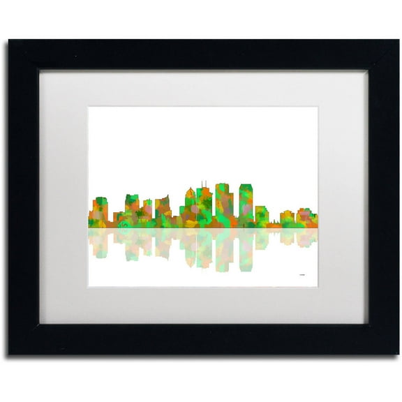 Trademark Fine Art "Tampa Florida Skyline" Canvas Art by Marlene Watson White Matte, Black Frame