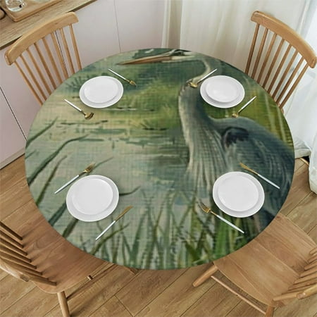 

SHERONV Birds Marsh Pond Round Tablecloth Stain-Resistant Washable 31 -35
