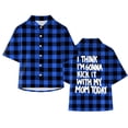 thumbnail image 2 of EnJoCho Children's Trendy Shirts Western Toddler Baby Boy Clothes Plaid Letters Print Shirts Short Sleeve Button Down Lapel Neck Tops Summer T Shirt 7-8 Years, 2 of 4