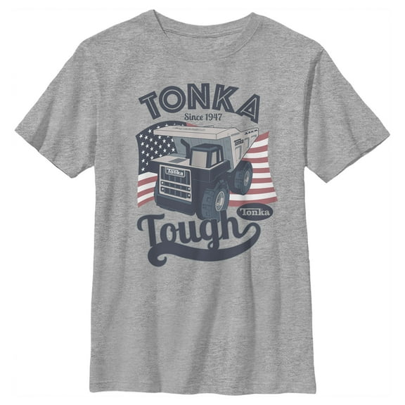 Boy's Tonka Tough America Flag Dump Truck Graphic Tee Athletic Heather Large