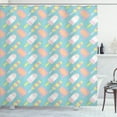 thumbnail image 1 of Summer Shower Curtain, Funny Food Related Colorful Different Ice Cream Patterns and Lettering, Fabric Bathroom Set with Hooks, 69W X 70L Inches, Seafoam and Multicolor, by Ambesonne, 1 of 3