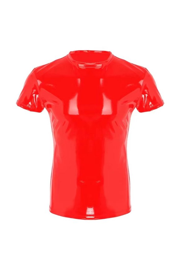 Bra IntimatesMens Fashion Casual Solid Color Leather Sexy Coat Sexy Leather Coat Clothes Short Sleeve Zipper