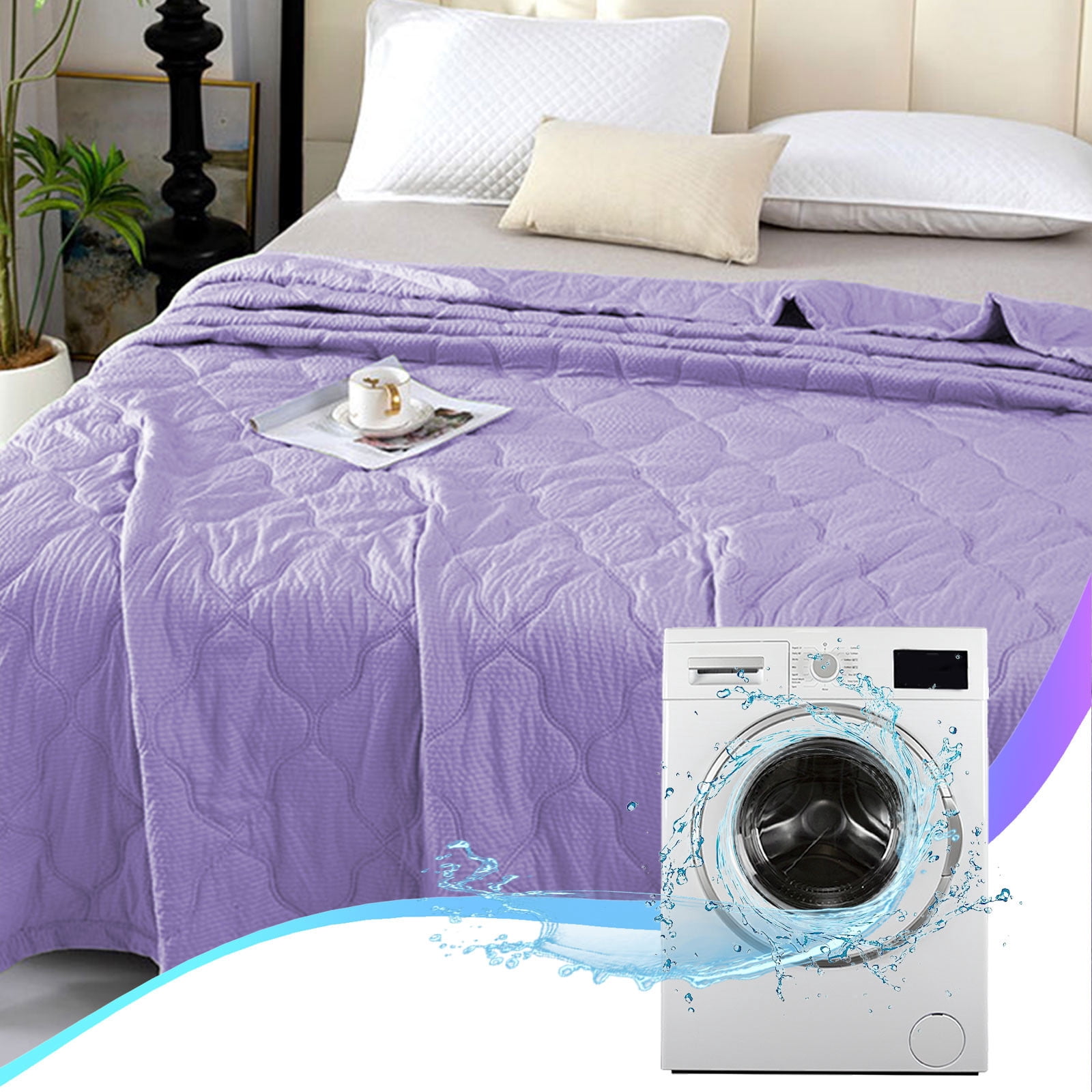 Hiroekza Quilts For Full Bed, Full Size Quilt, Ultra Soft Cotton Quilt for Spring Summer, Washable Solid Color Quilt for Home Dormitory