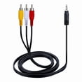 thumbnail image 4 of New 3 Rca Male To 3.5Mm Male Cable Adapter Audio Video Cord Av Aux Cable 3Ft, 4 of 6