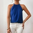 thumbnail image 2 of WCMZJ Tank Top for Women Pleated Front High Neck Halter Tops Casual Sleeveless Shirts Summer Loose Fit Tops Blue 2XL, 2 of 7