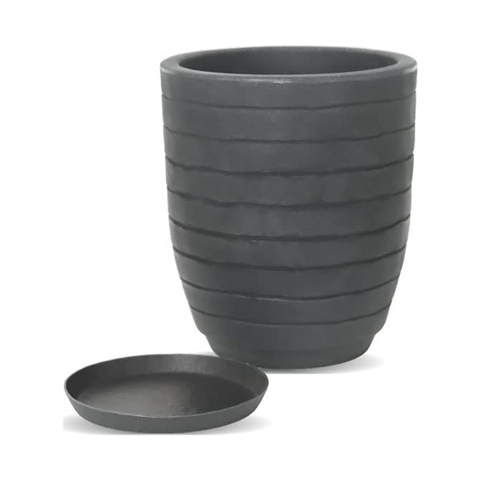 Ecobo 15.7 inches Eco-Friendly Round Pot Planter Ravina Indoor/Outdoor use, Durable, Versatile & Lightweight, Designed by Brazilian Artisans, Contemporary All-Weather Design –Black