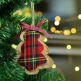 thumbnail image 5 of Adornos rústicos para árboles de Navidad, medias de arpillera, bolas de Navidad rústicas, campanas para árboles con cuadros escoceses rojos y verdes de moda para las fiestas, 5 of 5