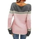 thumbnail image 3 of Suéter de cuello redondo para mujer, suéter de rayas de colores a juego, suéter para mujer, 3 of 5