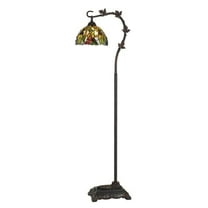 61 in. Bronze Traditional Shaped Floor Lamp with Green Yellow Dome Shade