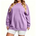 thumbnail image 4 of Binmer Women’s Plus Size Crew Neck Long‑Sleeve Sweatshirt, Oversized Casual Solid Color Pullover Top with Front Pocket,Sizes L-5XL, 4 of 9
