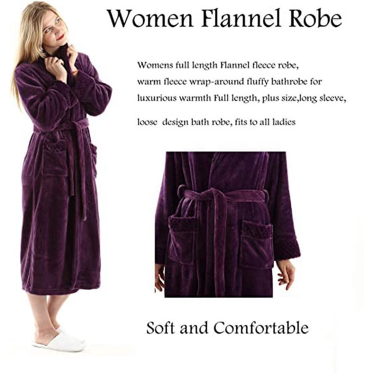 Oksun Women's Long Fluffy Fleece Robe - Cozy Sherpa Winter Bathrobe With Pockets & Tie Belt
