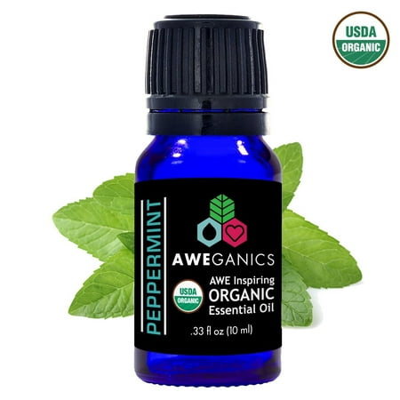 Best Organic Peppermint Essential Oil - USDA Organic Essential Oils by Aweganics, 100% Pure Natural Premium Therapeutic Grade, Aromatherapy Scented-Oils for Home, Personal Oil Use - 10 ml MSRP (Best Essential Oil Brands Reviews)