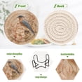 thumbnail image 3 of 6 Pcs Drink Coasters with Holder 3.94in Woven Coasters for Drinks Bluebird and Ancient Flowers Coaster Set for Protection Table, 3 of 7