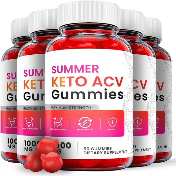 (5 Pack) Summer Keto ACV Gummies - Supplement for Weight Loss - Energy & Focus Boosting Dietary Supplements for Weight Management & Metabolism - Fat Burn - 300 Gummies