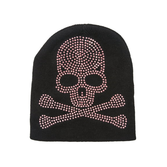8 inch Studded Rhinestone Red Skull Beanie