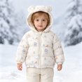thumbnail image 5 of newwalpole Baby Hooded Down Jacket Boys Girls Light Puffer Winter Coats Toddler Bear Ears Zipper Up Down Coats Outwear(Beige,3-4 Years), 5 of 9