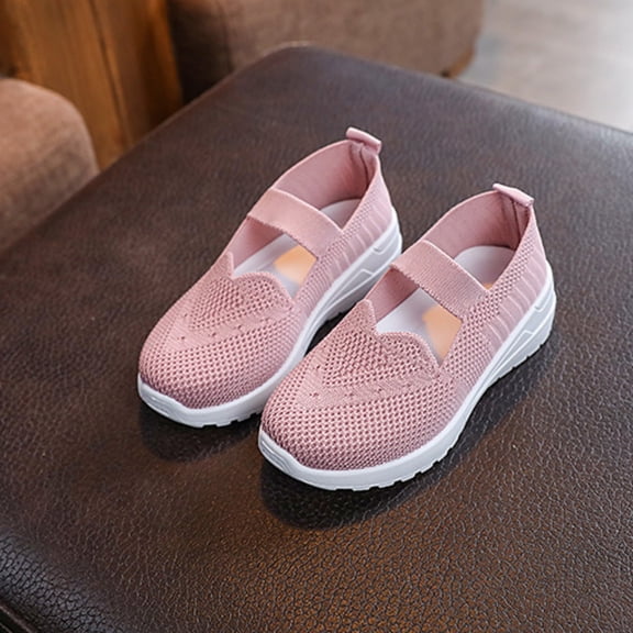 pwidon Toddler Girls Mary Jane Walking Shoes Breathable Mesh Non Slip Lightweight Kids Casual Sneakers Pink 26