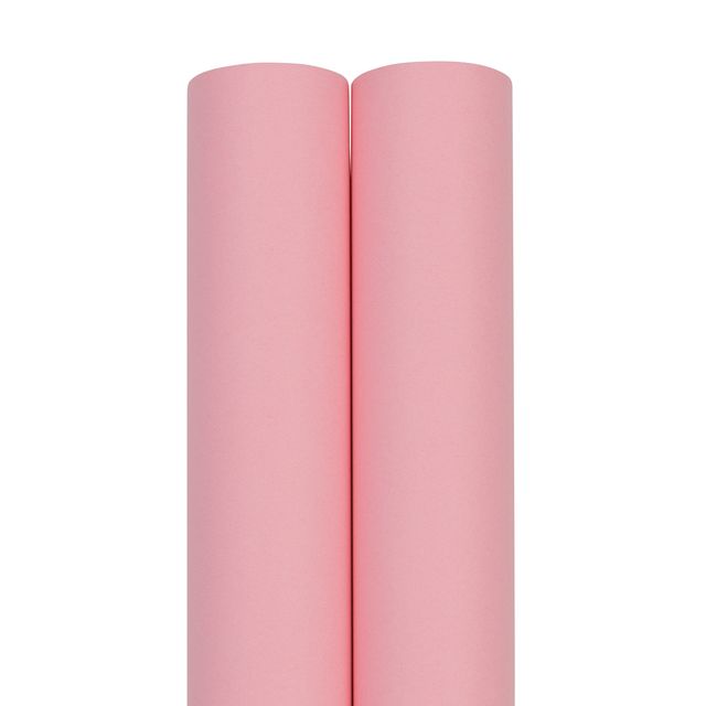 JAM Paper Matte Wrapping Paper, 52.6 Sq ft Total (17 in x 18 Ft Each), Light Baby Pink, 2 Rolls