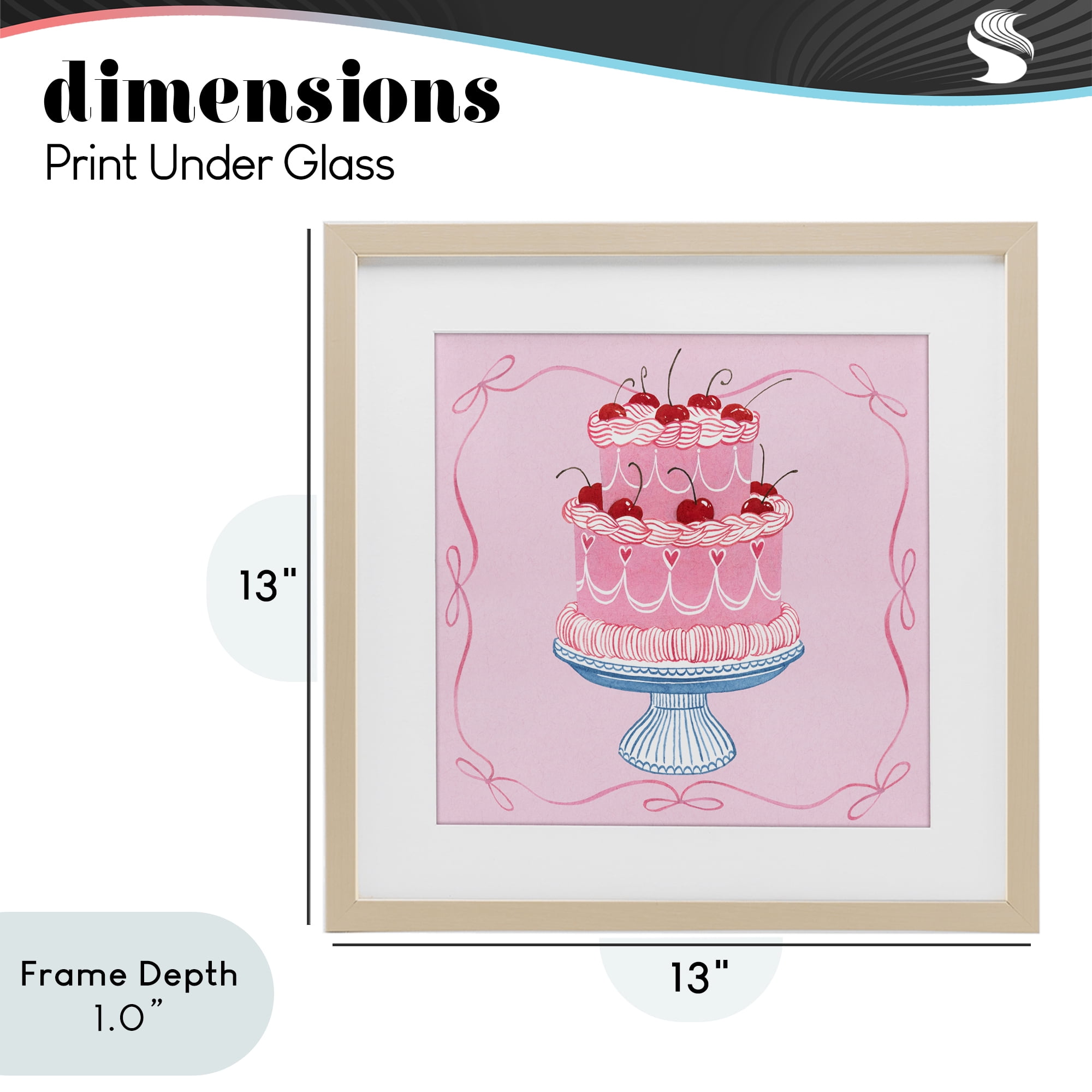 Stupell Industries Romantic Pink Cherry Cake Birch Framed Print Under Glass, design by Grace Popp