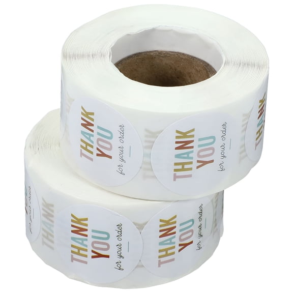 CCOCC 2 Rolls Colorful Thank You for Your Order Stickers Self-adhesive Decal Wrapping Decor Labels Small Business