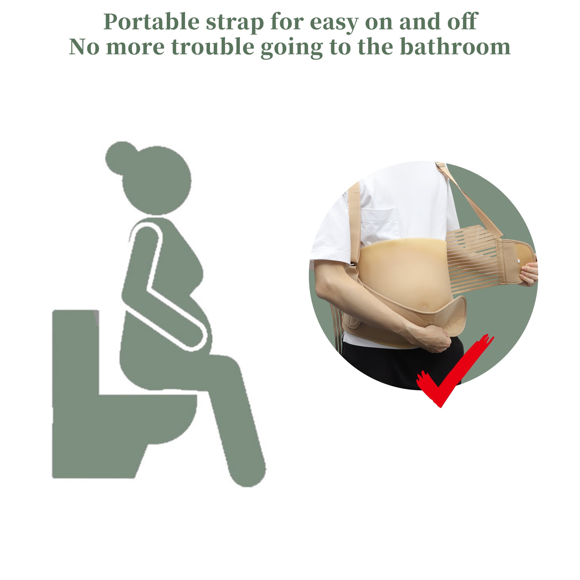Unique Bargains Pregnancy Belly Band Shoulder Strap Support Brace XX-Large Flesh Color