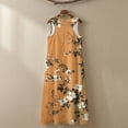 thumbnail image 5 of Xoenoiee Vintage Flower Leaf Print Casual Cotton Linen Dresses for Women 2026 Summer Crewneck Business Work Maxi Dress Sleeveless A Line Pleated Cocktail Sundresses with Pockets, XL, 5 of 7