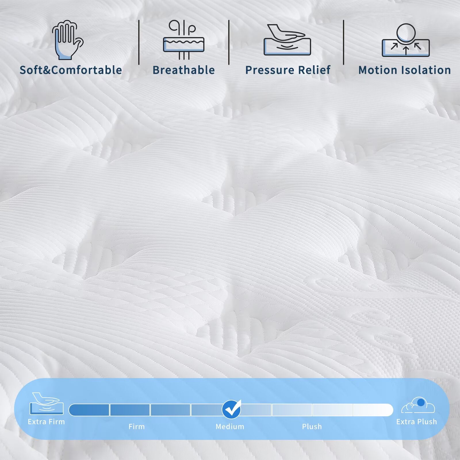 Twin Size Mattress 10 Inch Queen Hybrid Mattress in a Box, Upgrade Individually Pocket Springs, Medium Firm, Pressure Relief, Breathable Comfort and Durable, CertiPUR-US Certified