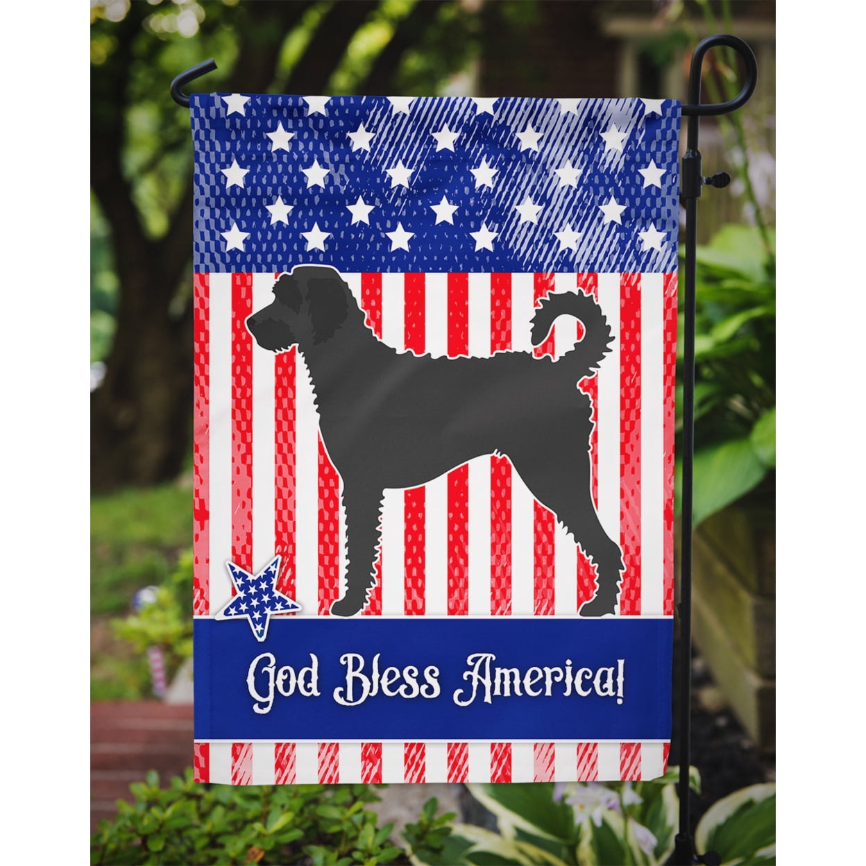 Carolines Treasures BB8418GF Labradoodle American Flag Garden Size  Small multicolor