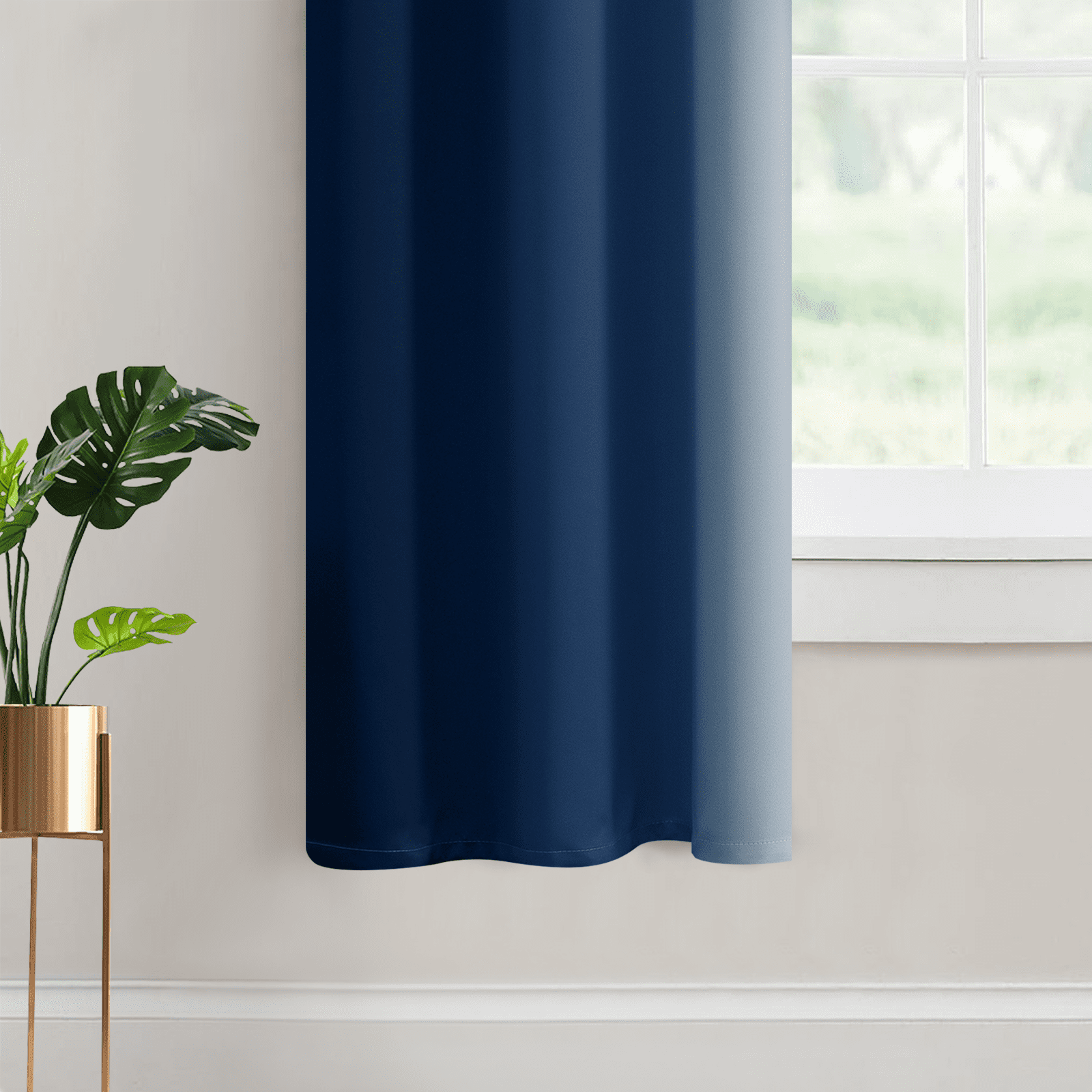 Yakamok Grommet Light Blocking Blackout Ombre Blue Curtains for Bedroom,Room Darkening Window Drapes for Living Room, 52x63 inches, 2 Panels
