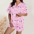 thumbnail image 1 of MKLEKYY conjunto de Dos Piezas de Faja Corta para Mujer, conjunto de Pantalones Cortos de Manga Corta con Cuello En V, 1 of 4