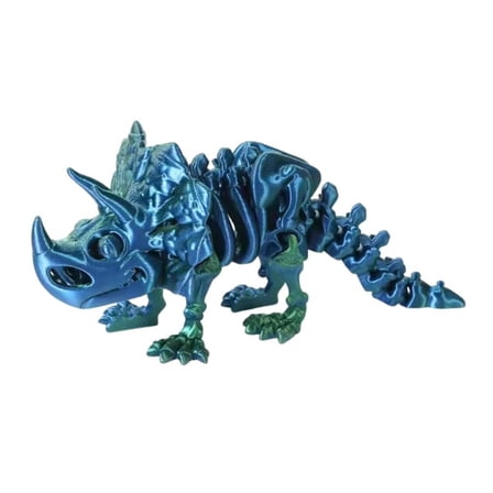 1pc 3D Printed Dinosaur-Dino Triceratops Bone,3D Printed Animals Desktop Toys Ornaments, With Movable Joints Articulated Dinosaur Model Realistic Triceratops Sculpture Home Office Decor