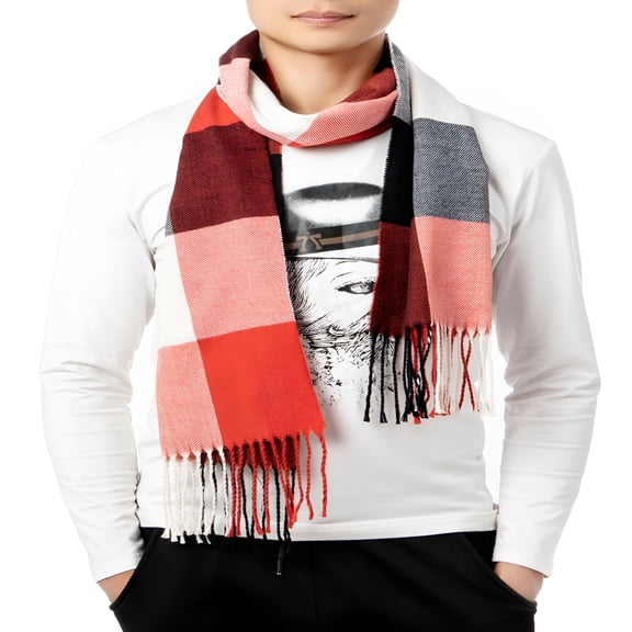 TELOLY Fashion Scarfs for Neck Blanket Warm Scarves Shawl Wrap with Tassel Plaid Wrap Scarf for Men Mens Scarf