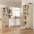 thumbnail image 5 of Studyset 71" Tall Kitchen Pantry Cabinet with Glass Doors,5-Tier Storage Solution Freestanding Food Storage Cabinet with 4 Doors 5 Tier Adjustable Shelves for Kitchen, Dining Room, Bathroom, 5 of 8