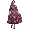 thumbnail image 1 of Bimba Robe Chemise Décontractée à Imprimé Floral pour Femme, Robe Évasée Mi-Mollet de Fête - Petit, 1 of 5