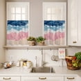 thumbnail image 3 of Pink Blue Curtain Valances Set Beige Gradient Ocean Wave Abstract Beach Coastal Kitchen Curtains 36&nbsp;inch Length Rod Pocket Valance and Tiers 3 Piece Set Small Bedroom Bathroom Laundry Decor, 3 of 9